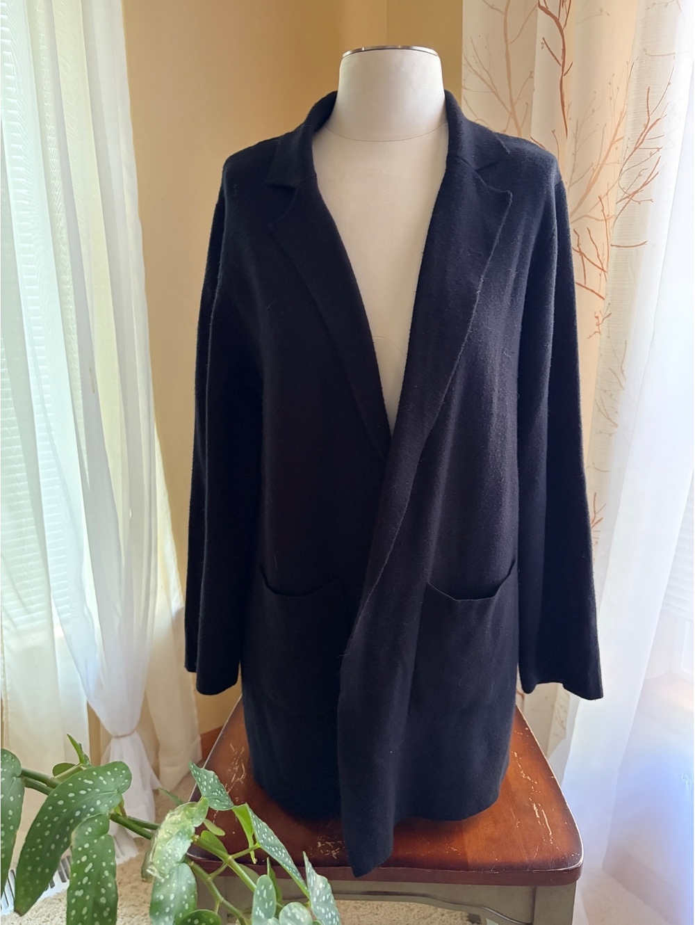 Women's black open-front knit sweater blazer Cardigan Madison + Hudson XL black